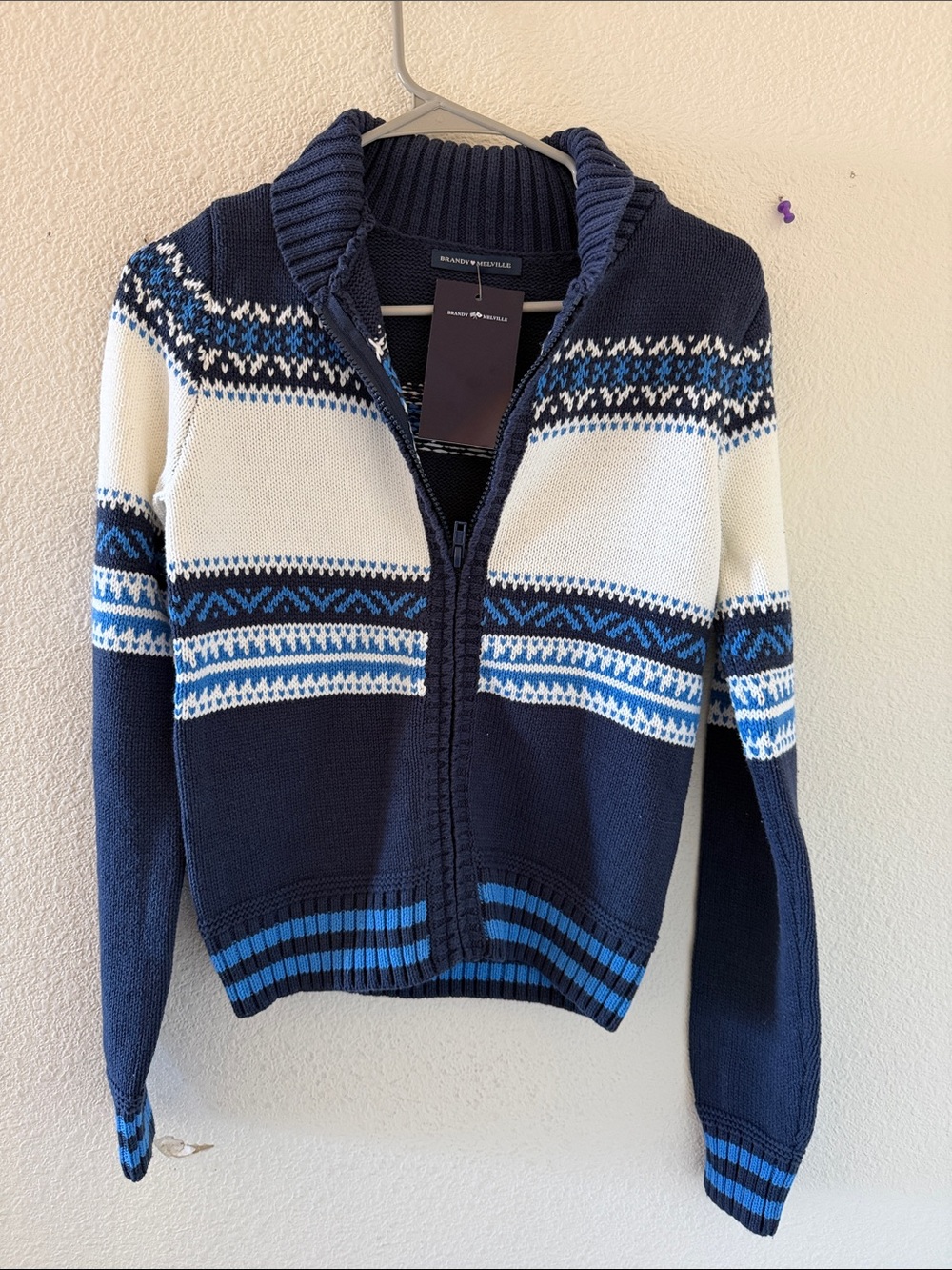 Brandy melville striped zip up cardigan sweater